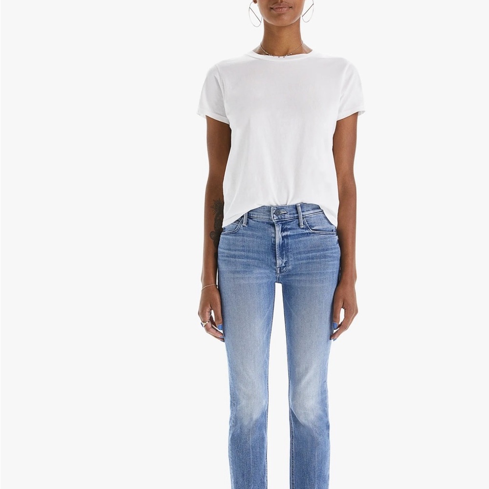 MOTHER mid-rise ankle Dazzler Blue Straight Leg Jeans with Classic Appeal